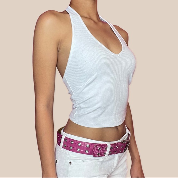 Pink Croc leather grommet belt 🥋 - Picture 1 of 3